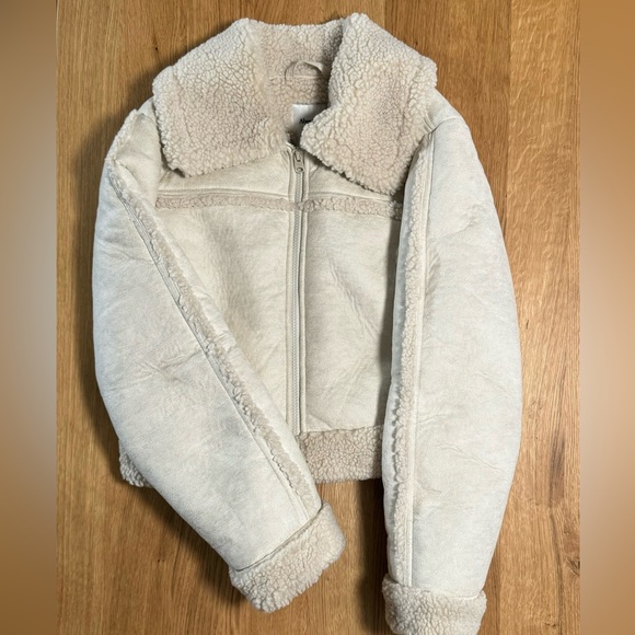 Abercrombie Cropped Suede Jacket – White, Size XS - Picture 1 of 6